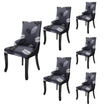 Wingback American Side Chair Slipcover-Dark Grey Fern)