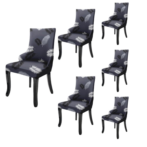 Wingback American Side Chair Slipcover-Dark Grey Fern)