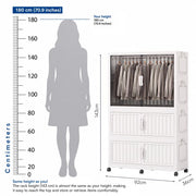 Folding Plastic Wardrobe with Wheels - White (No Installation Required)