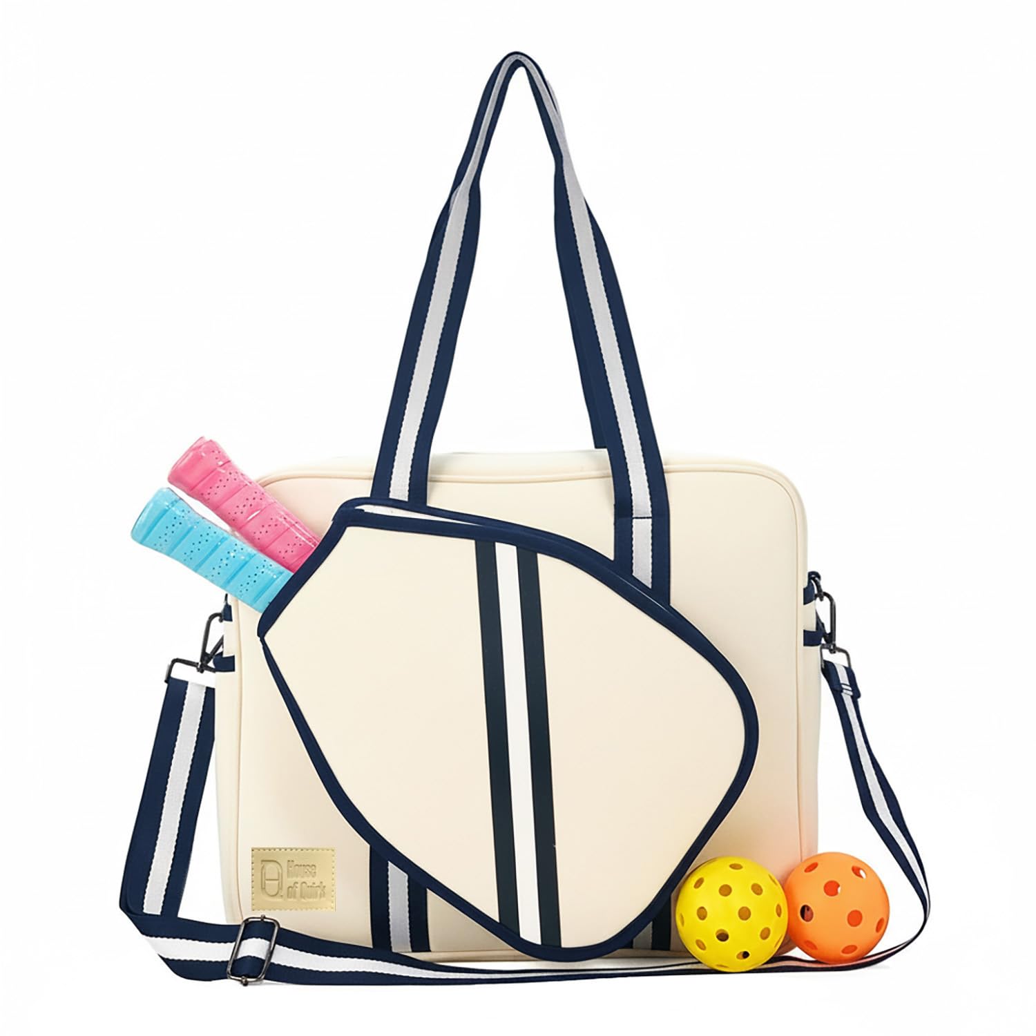 Pickleball & Tennis Racket Sling Bag – Large Capacity, Adjustable Strap (Beige)