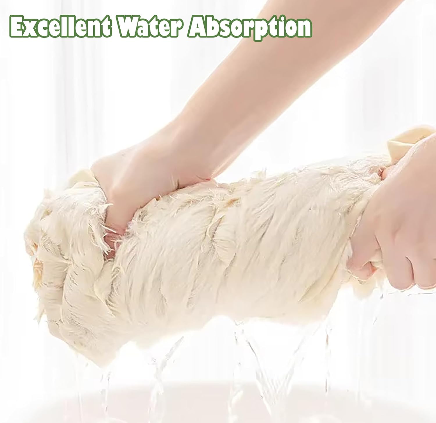 3D Striped Rabbit Plush Soft Sofa Mat Anti-Slip Fuzzy Plush- Cream