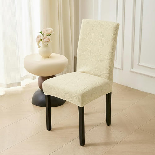 Stretchable Jacquard Dining Chair Cover – Universal Fit, 220 GSM-Beige