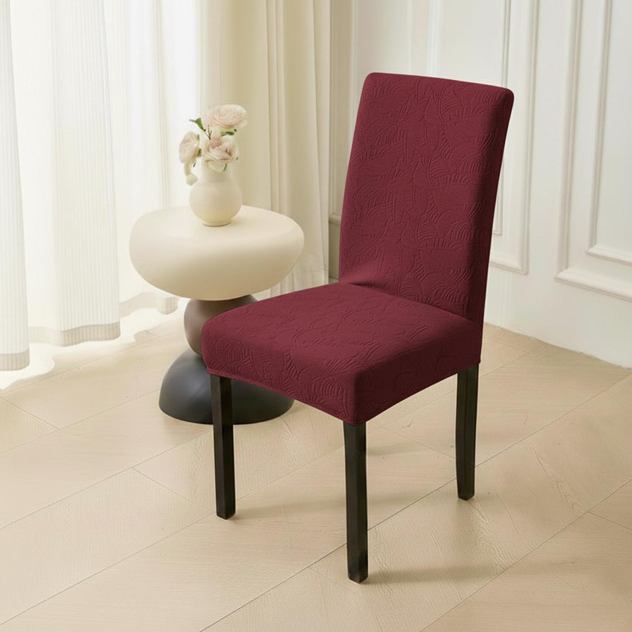 Stretchable Jacquard Dining Chair Cover – Universal Fit, 220 GSM-Maroon