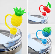 Silicone 10mm Cute Fruit Straw Toppers for Tumblers (5 Pcs) (Tumbler Not Included)