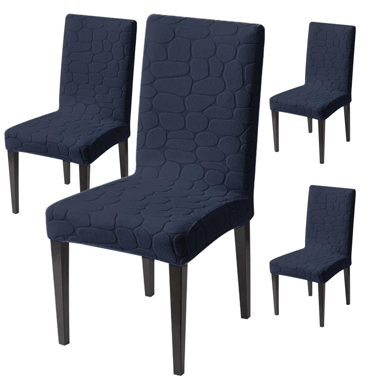 Premium Stretch Dining Chair Covers – 220 GSM Thick Jacquard Fabric- Navy