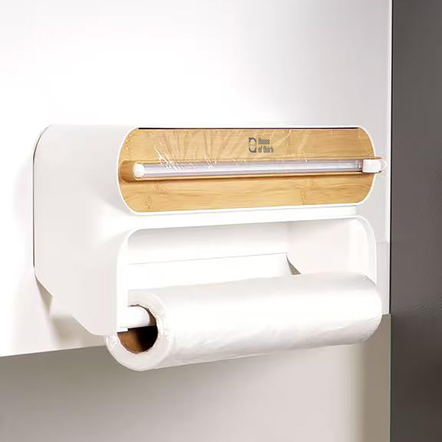 Magnetic Plastic Wrap Dispense 2-in-1  with Cutter – Grey