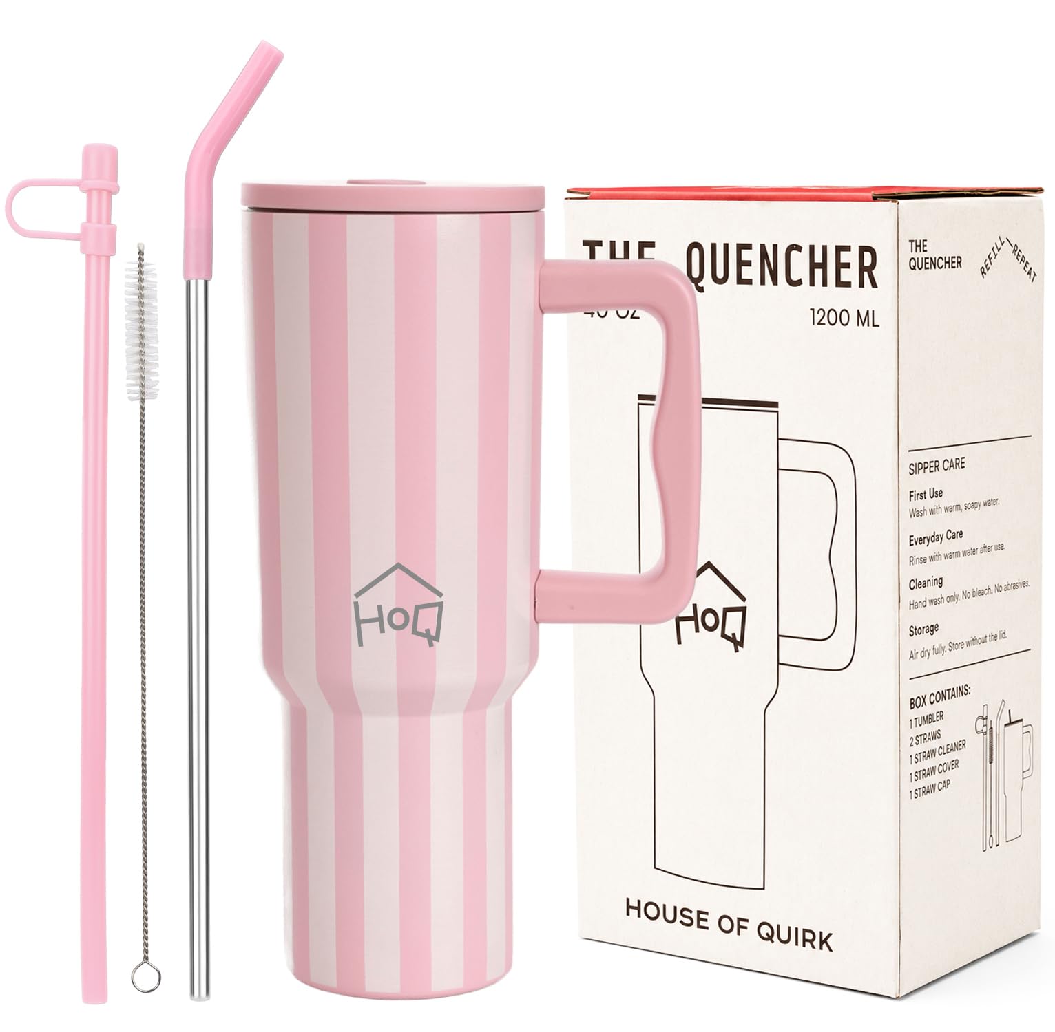 1200ML Stainless Steel Tumbler with Lid, Handle & Straws - (1200 ML)
