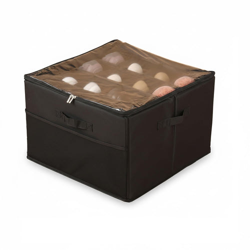 Transparent Foldable Storage Box with Dividers & Zipper