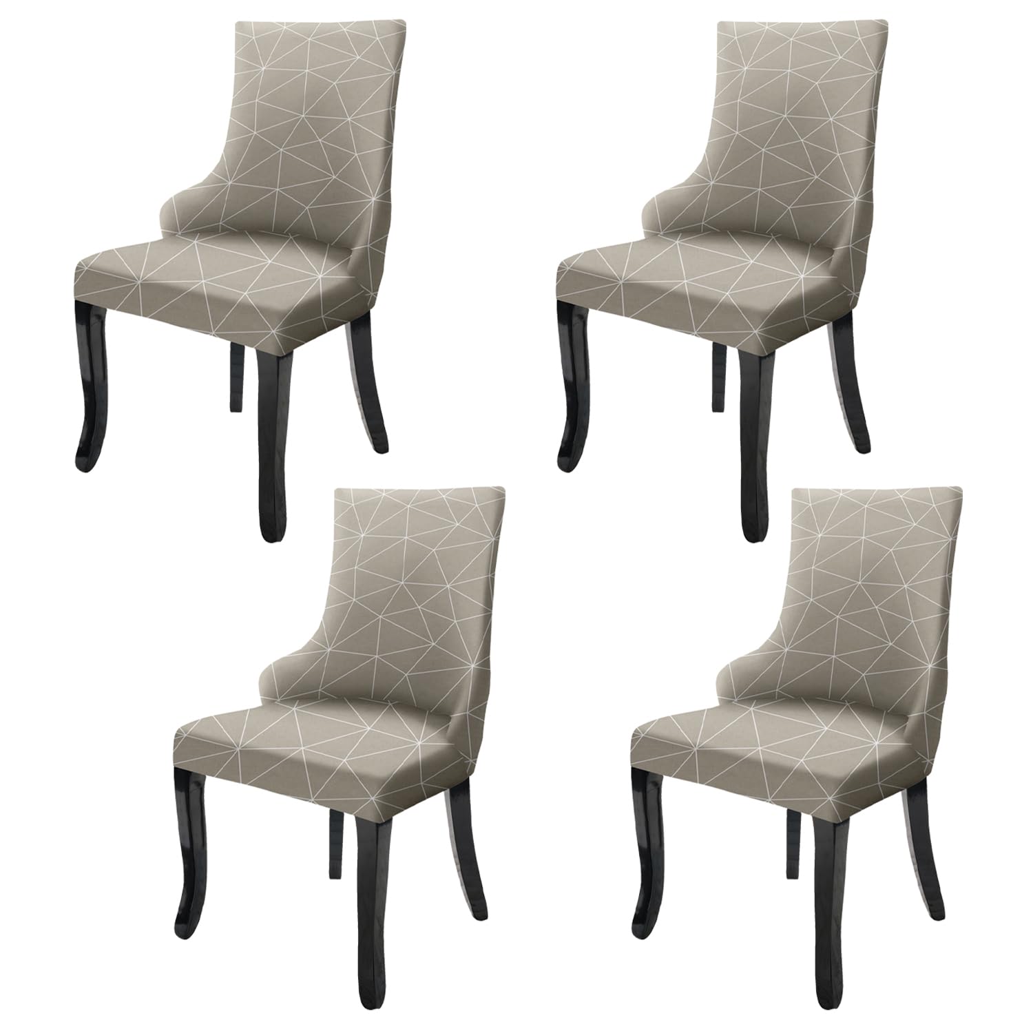 Wingback American Side Chair Slipcover-Beige White Triangle