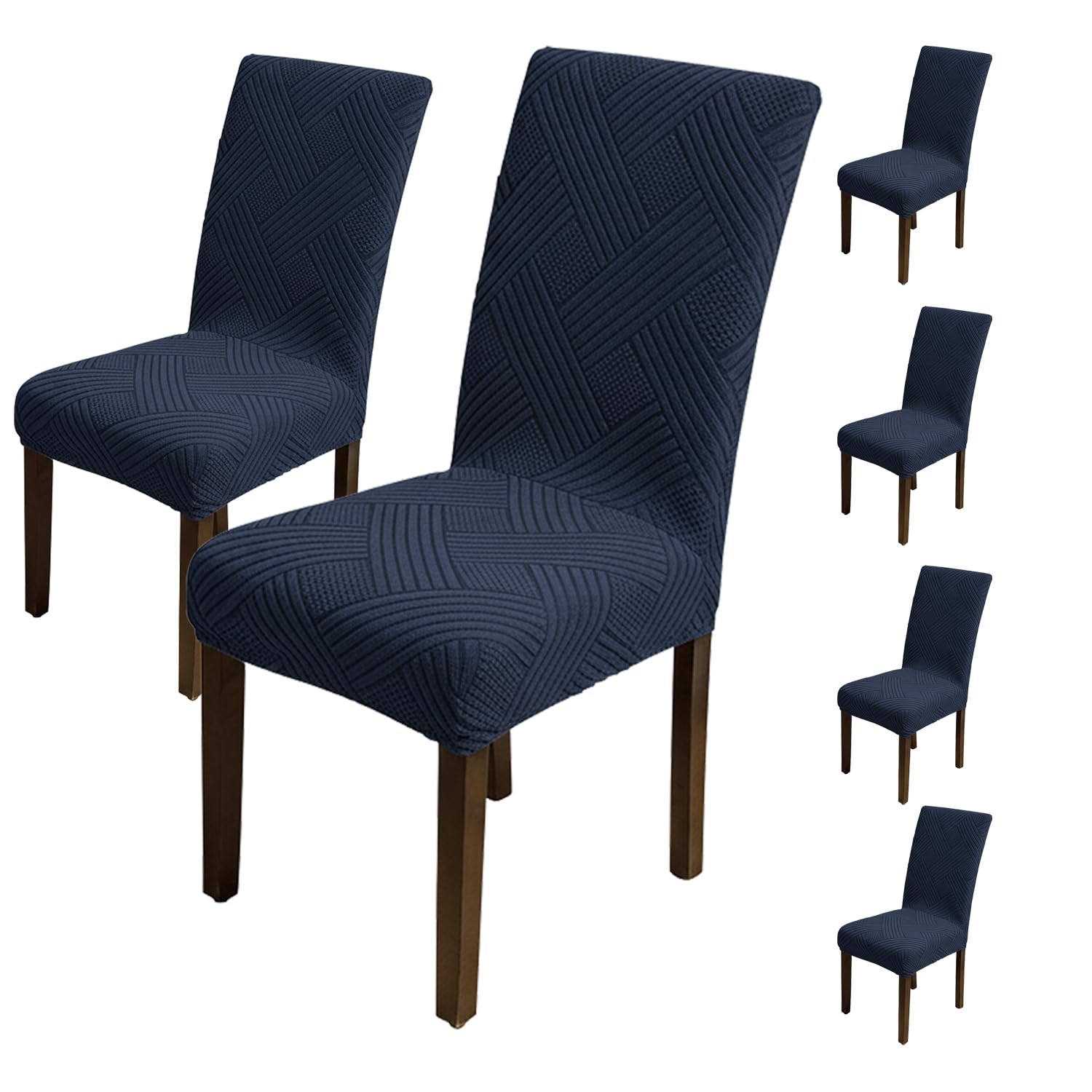 Elegant Jacquard Chair Cover – 220 GSM Stretch Fabric (NavyBlue)