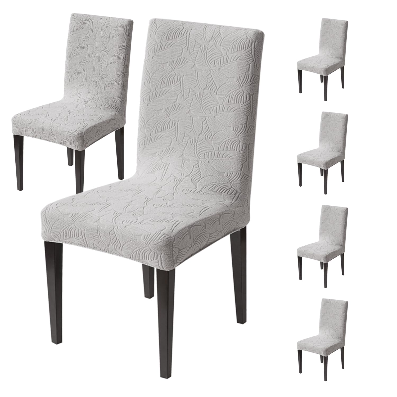 Stretchable Jacquard Dining Chair Cover – Universal Fit, 220 GSM-Grey