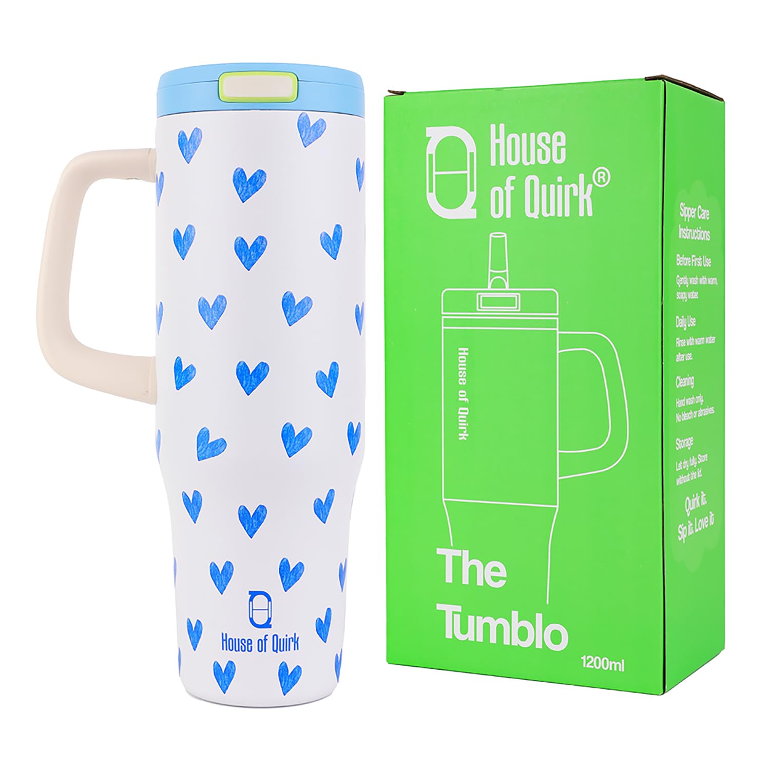 1200ML Stainless Steel Tumbler with Handle & Pop-Up Lid (Printed)