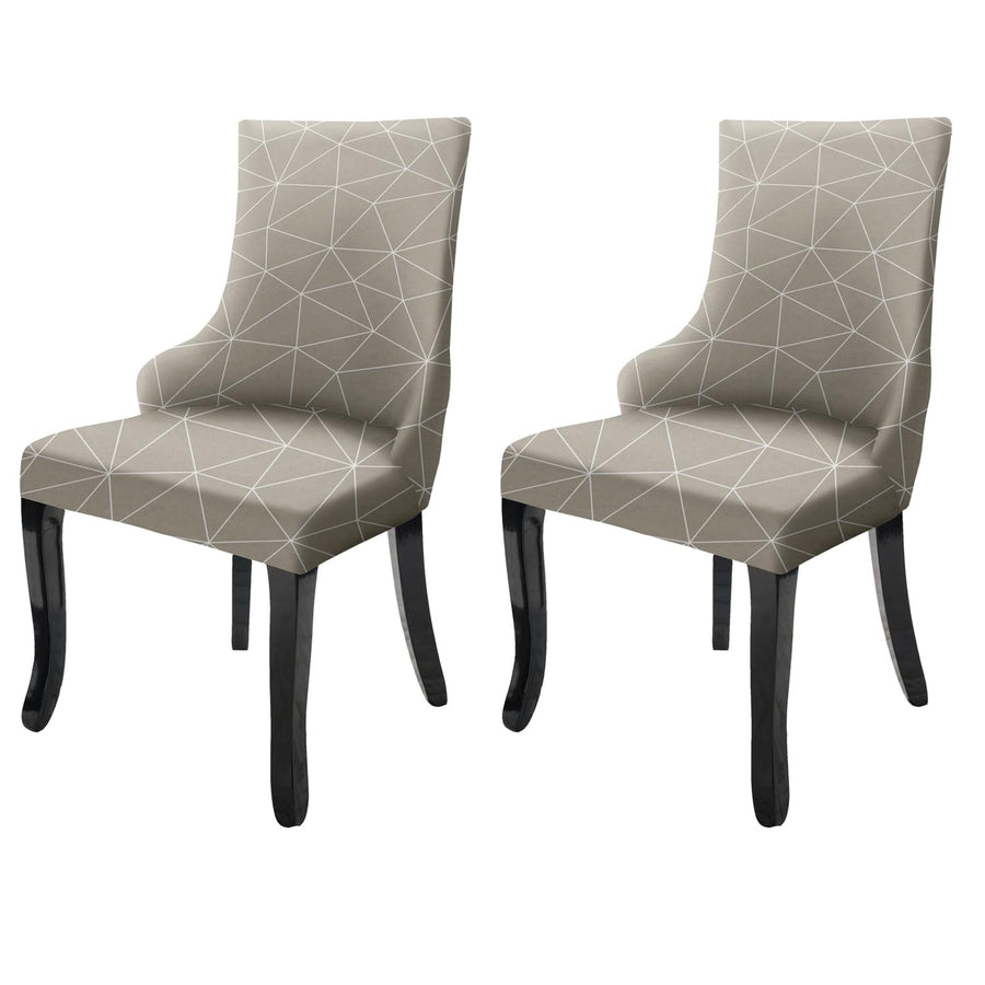 Wingback American Side Chair Slipcover-Beige White Triangle