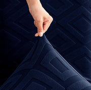 Stretchy Universal Jacquard Fabric Diamond Texture 220 GSM Chair Cover-Navy