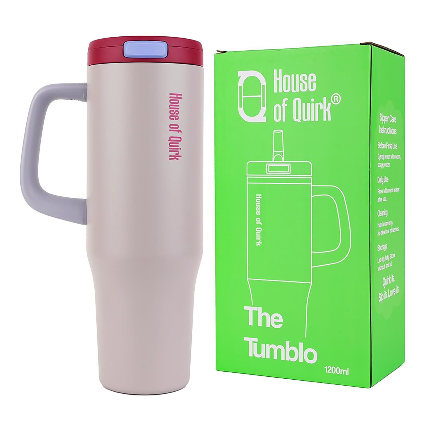 1200ML Stainless Steel Tumbler with Handle & Pop-Up Lid