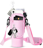 Water Bottle Carrier Bag with Phone Pocket with Adjustable Strap (Tumbler Not Included)