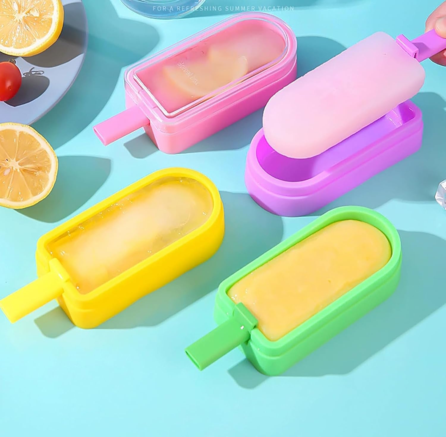 3Pcs Silicone Popsicle Molds with Lids- Multicolor
