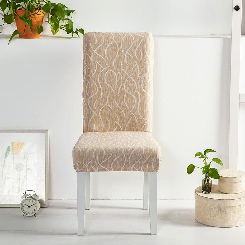 Elastic Chair Cover (Beige Wavy)