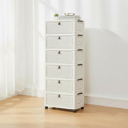 Foldable Storage Box Cart with Wheels & Handle (White)
