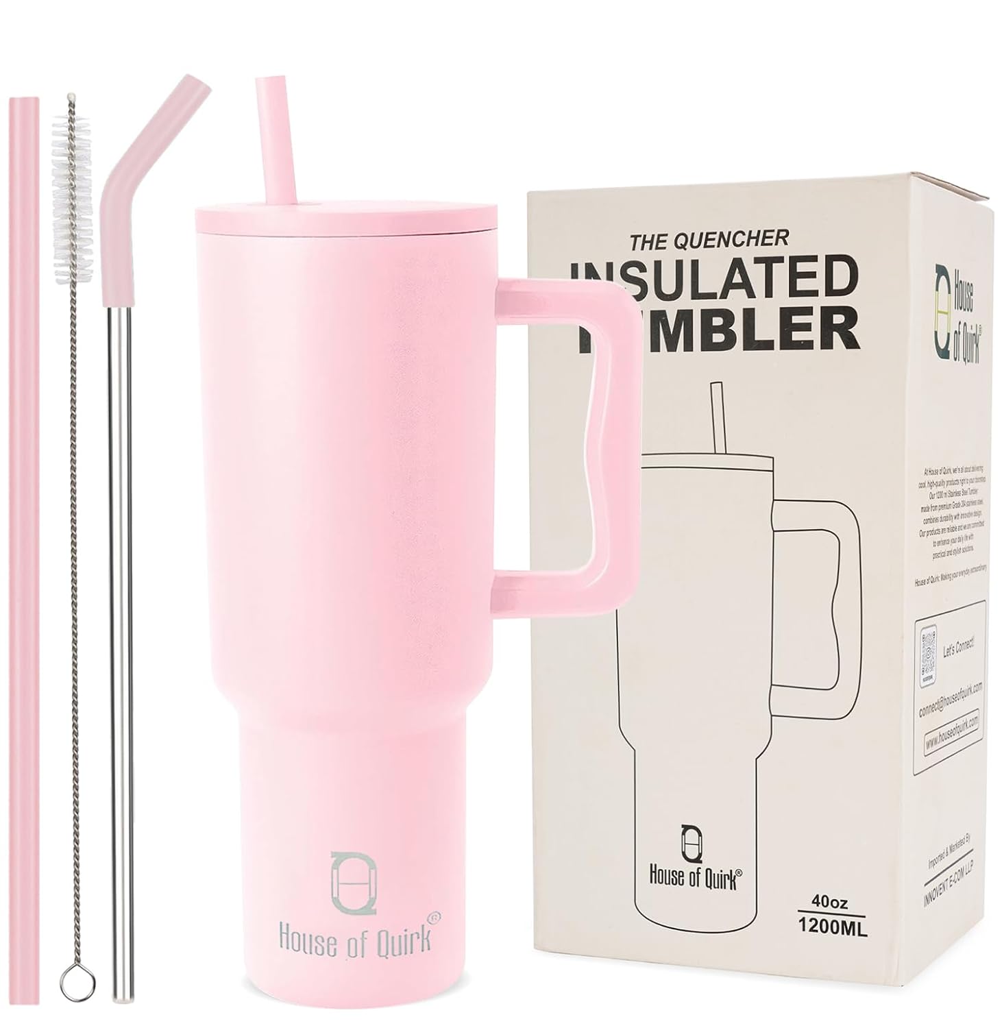 Stainless Steel Vacuum Insulated Tumbler with Straw and Lid & Handle - (1200 ML)