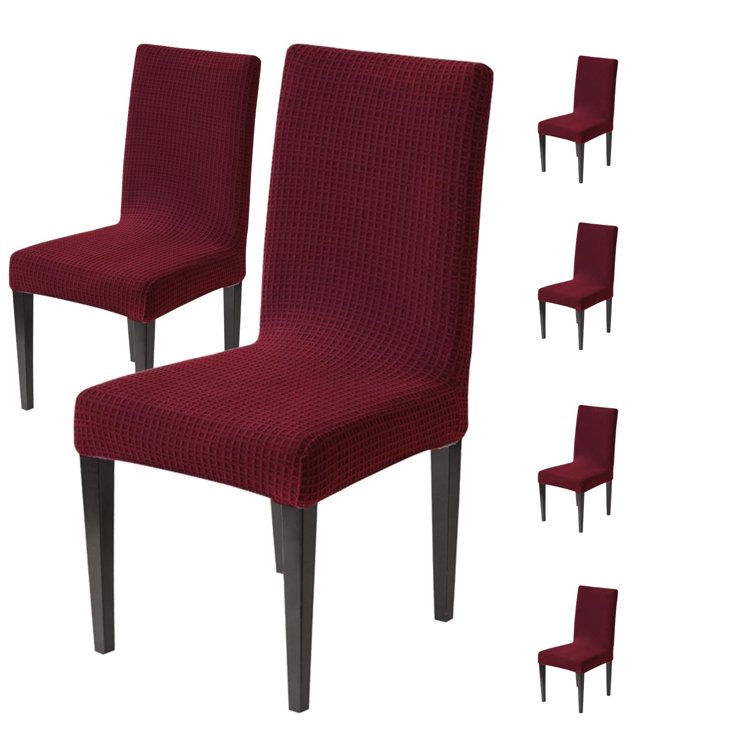 Decorative Dining Chair Cover – 220 GSM Stretch Jacquard Fabric (Maroon)