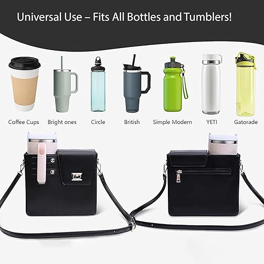 Crossbody Tumbler Holder with Purse Compartment