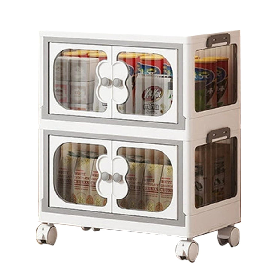2 Layer Storage Box Wardrobe with Wheels (45cm, White)