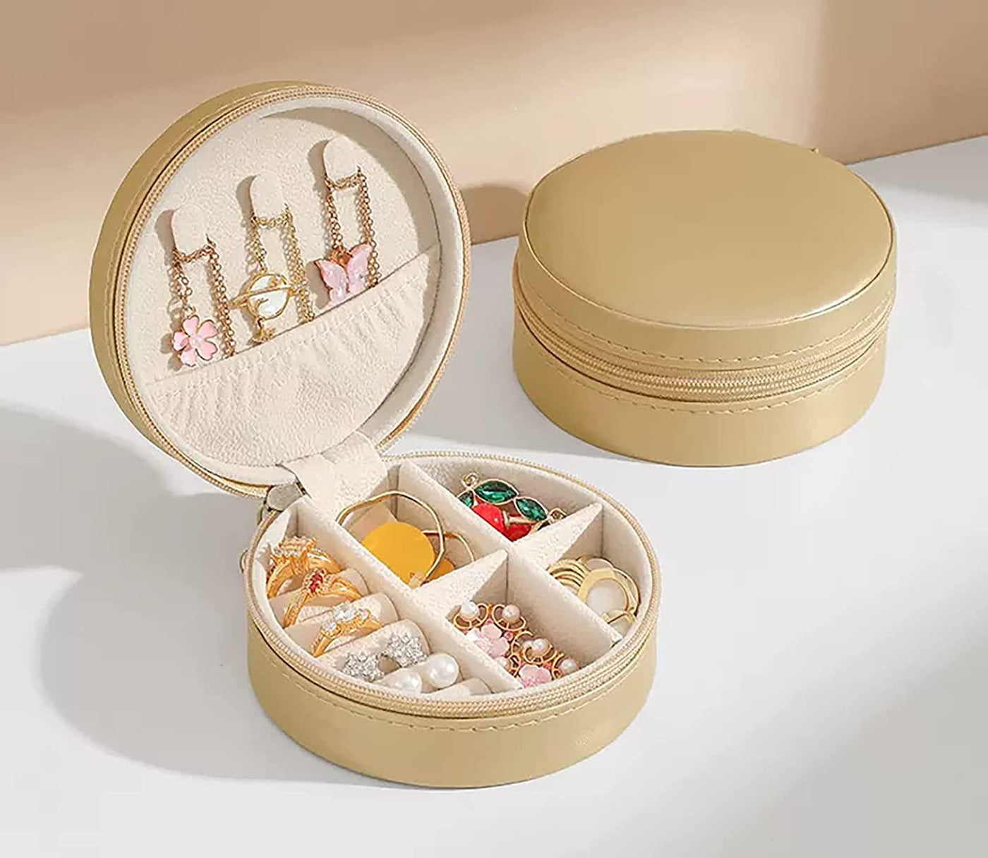 Portable Round Shape Small Jewelry Box