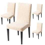 Premium Stretch Dining Chair Covers – 220 GSM Thick Jacquard Fabric- Beige