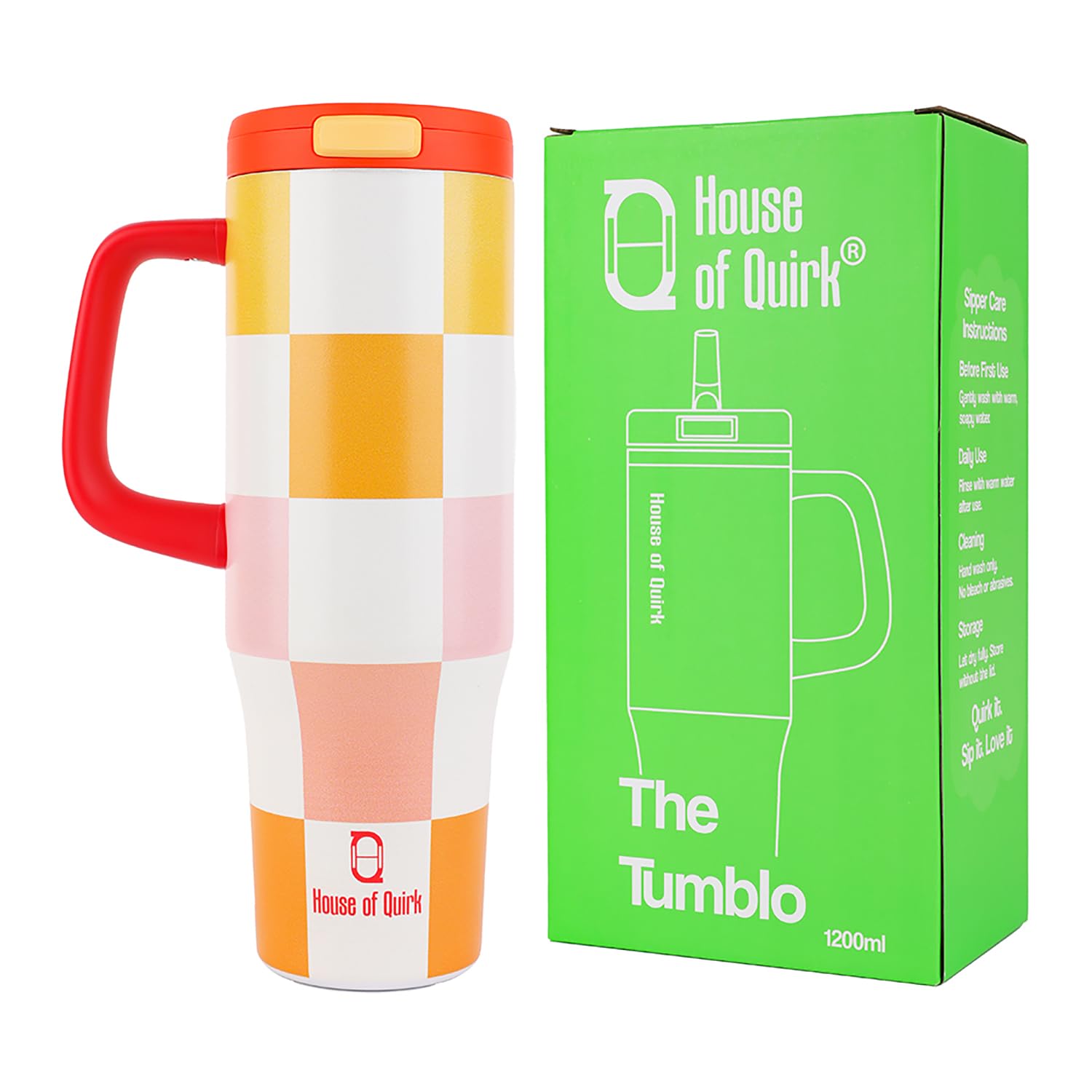 1200ML Stainless Steel Tumbler with Handle & Pop-Up Lid (Printed)