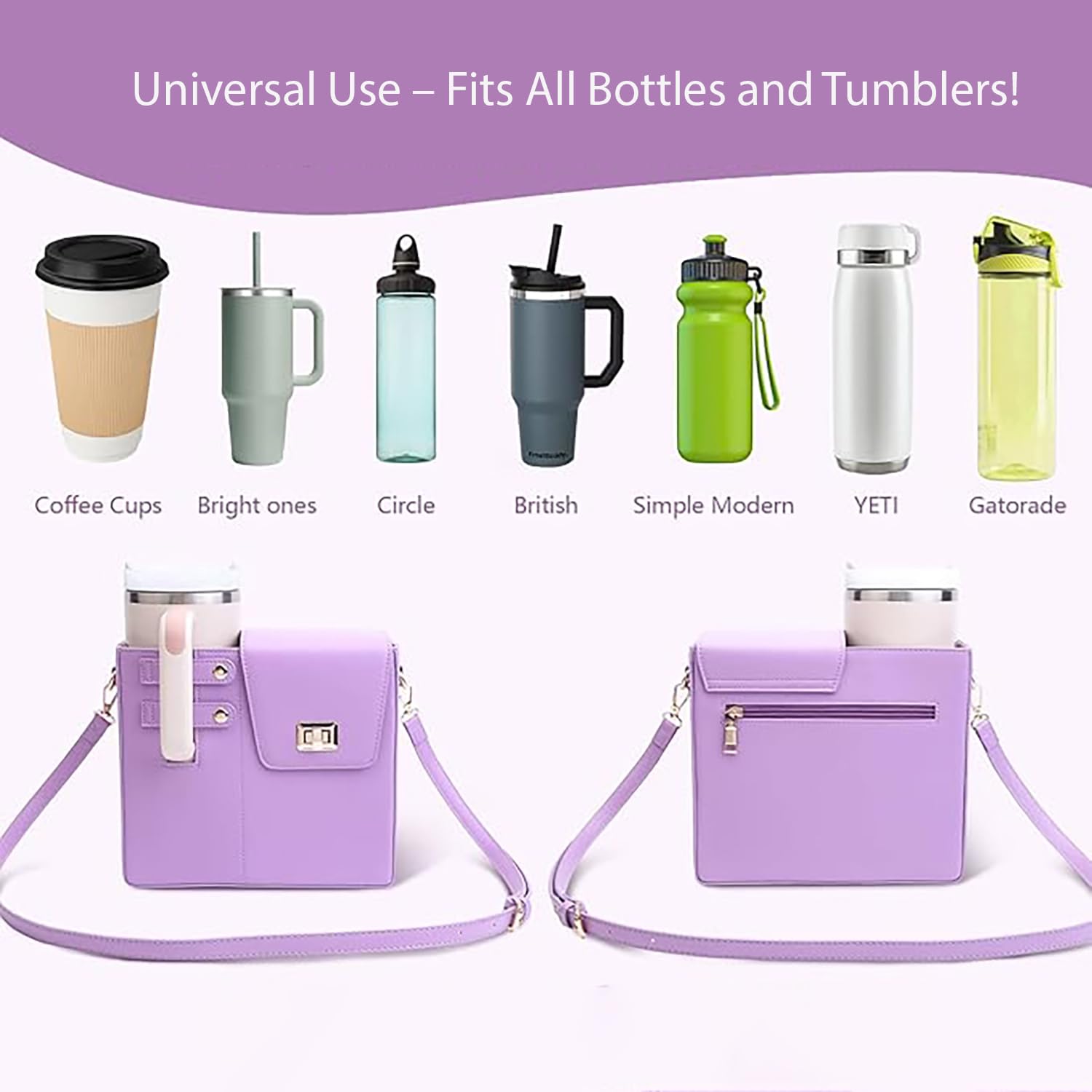 Crossbody Tumbler Holder with Purse Compartment