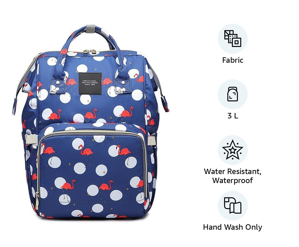 Baby Diaper Bag Maternity Backpack (Flamingo Printed)