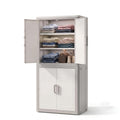 Plastic Wardrobe Storage Cabinet, Multipurpose Clothes Organizer with Shelves & Doors
