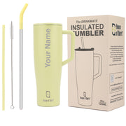 1200ML Custom Name Tumbler with Handle & 2 Straw Flip Lid (Non-Returnable & Non-Replaceable)