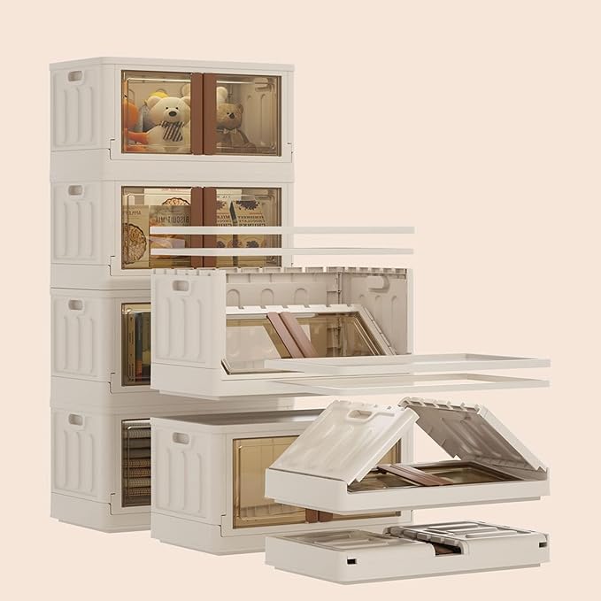 Plastic Storage Bins for Closet Organizers 72Litre (Beige) (Set of 1)