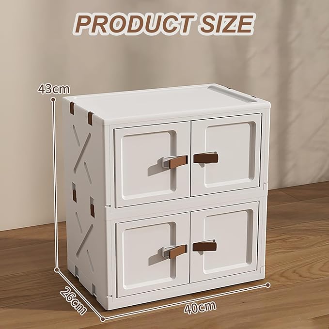 2 Layer Plastic Storage Box – Flip Cabinet (40cm, Cream)