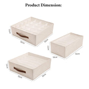 Sock Underwear Organizer Dividers (20+7+6 Cell, Beige)