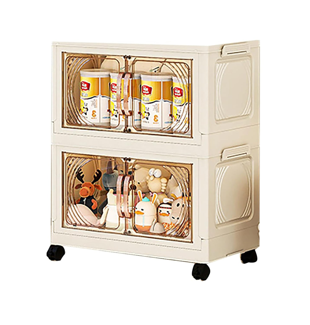 Storage Cabinet with Wheels, Rolling Organizer for Home ( 55CM, Cream)