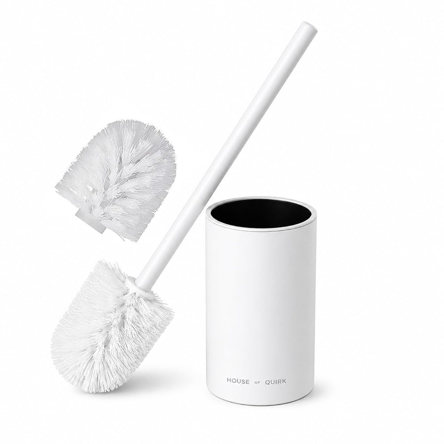 Toilet Brush with Aluminum Handle & Holder Plastic Bristles Wall Mounted