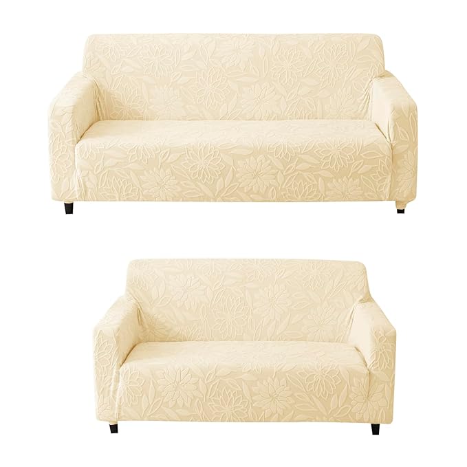 Universal Jacquard Waterproof Camellia Thickened Fabric Sofa Cover (Beige)