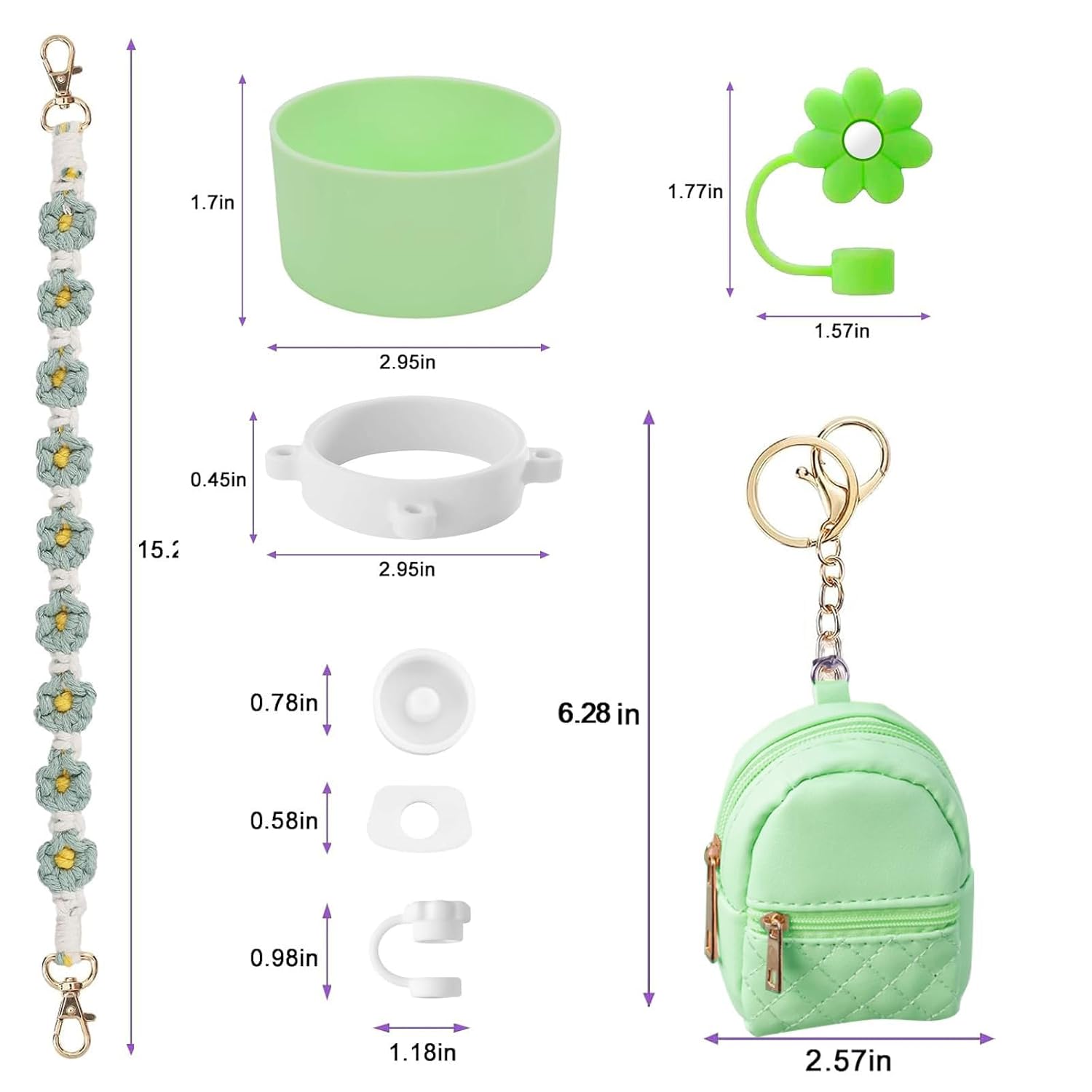 7 PCS Cup Accessories Set | Tumbler Accessories for 30oz & 40oz | Silicone Boot, Handle Strap, Coin Purse & Straw Covers(Tumbler Not Included)