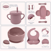9 Pcs Silicone Feeding Set for Babies | Airplane Divided Plate