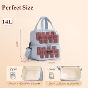 14L Double Decker Insulated Lunch Bag with Cup Holder