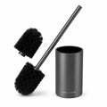 Toilet Brush with Aluminum Handle & Holder Plastic Bristles Wall Mounted