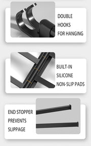 Self Adhesive Rotating Towel Rail, Wall Mounted Towel Rack with 3 Swivel Bars (Black)