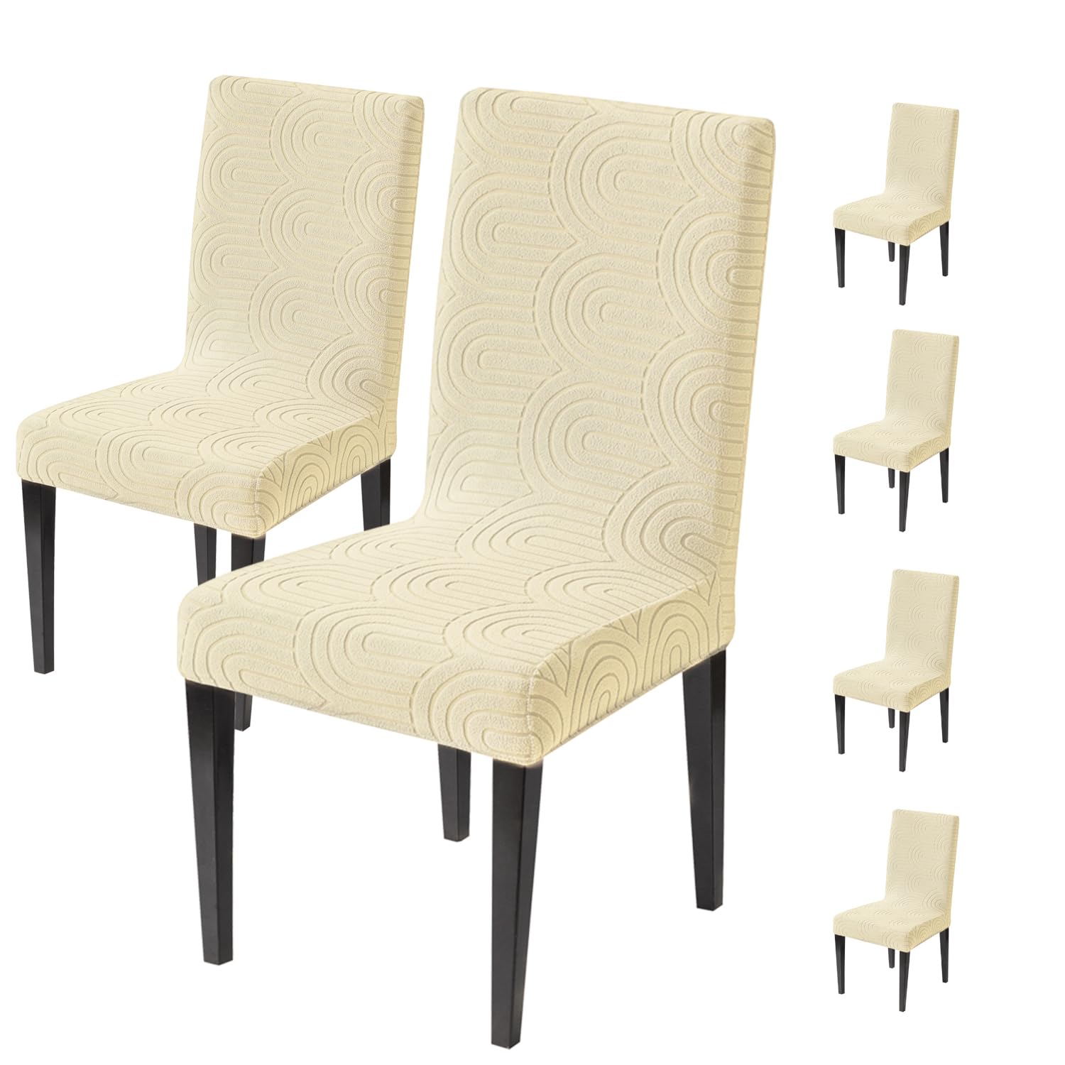 Premium Stretch Chair Cover – 220 GSM Jacquard Fabric (Beige)