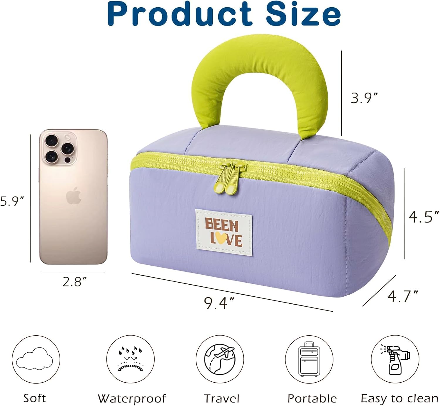 Travel Makeup Bag for Women – Lay Flat Cosmetic Bag with Compartments, Handle