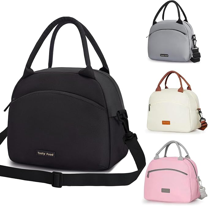 Insulated Lunch Bag for Women, Reusable Tote with Shoulder Strap
