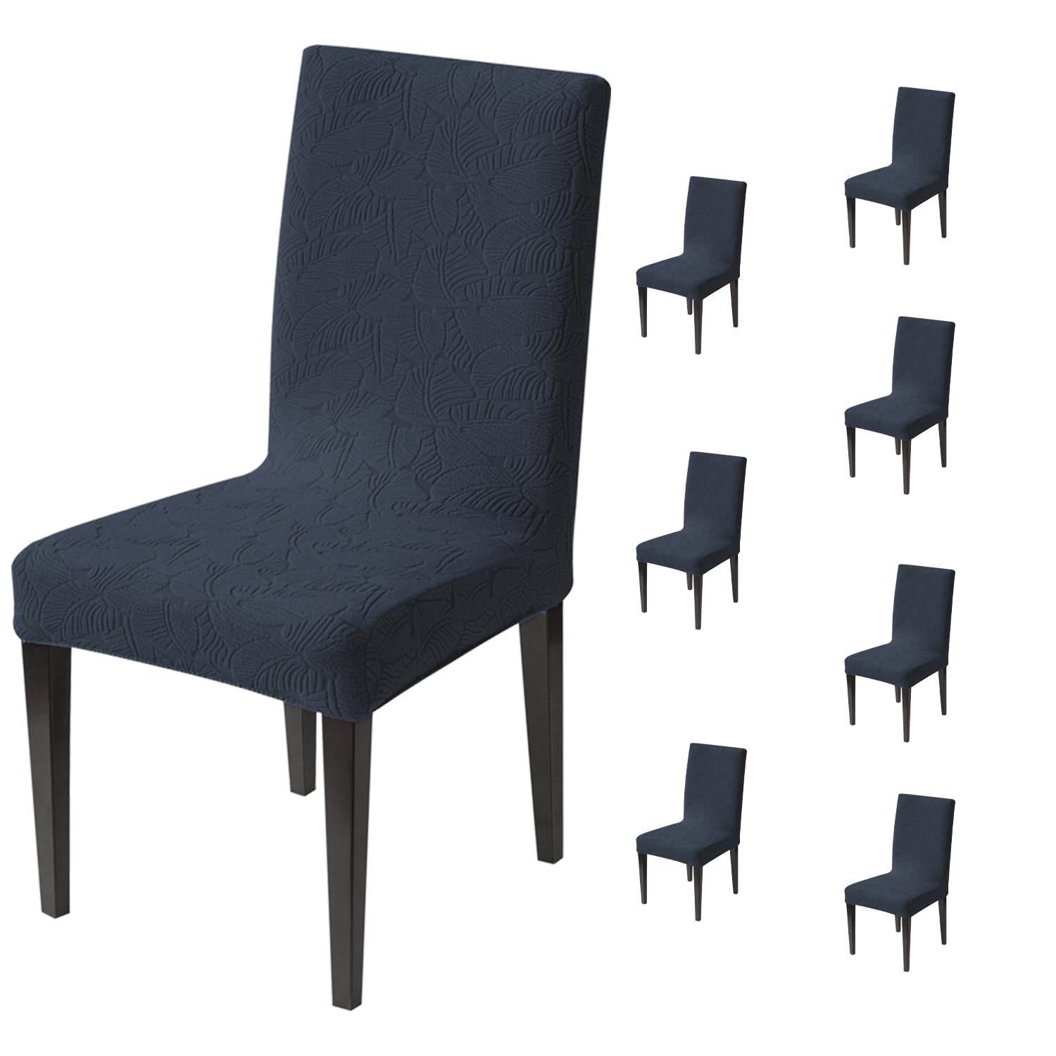 Stretchable Jacquard Dining Chair Cover – Universal Fit, 220 GSM-Navy