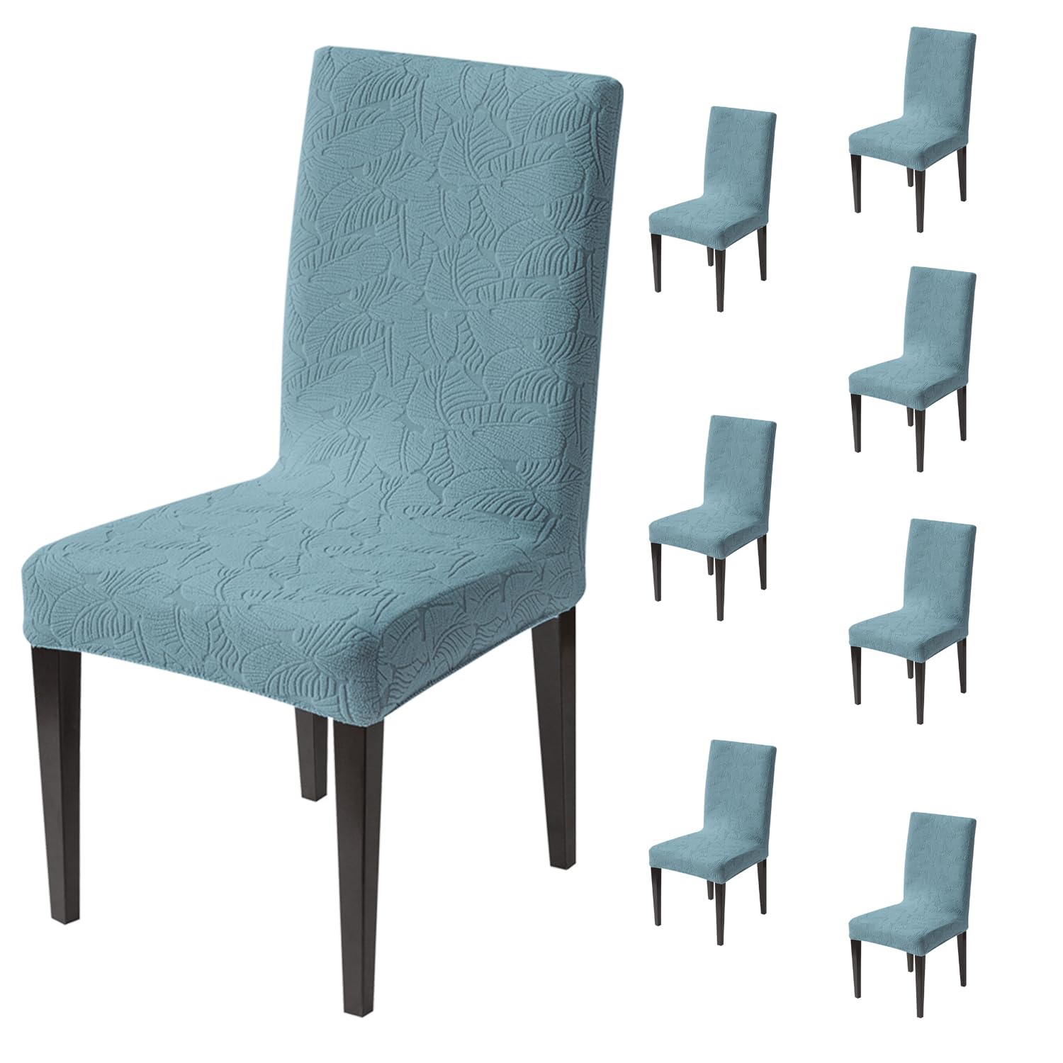 Stretchable Jacquard Dining Chair Cover – Universal Fit, 220 GSM-Light Blue